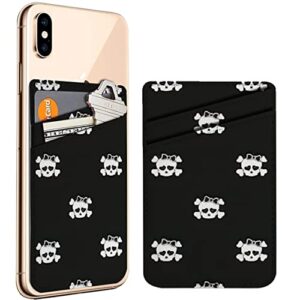 diascia pack of 2 - cellphone stick on leather cardholder ( cute skulls heart eyes hair pattern pattern ) id credit card pouch wallet pocket sleeve