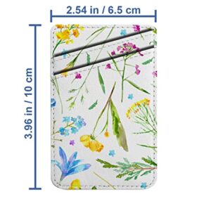 Diascia Pack of 2 - Cellphone Stick on Leather Cardholder ( Floral Wild Flowers Pattern Pattern ) ID Credit Card Pouch Wallet Pocket Sleeve