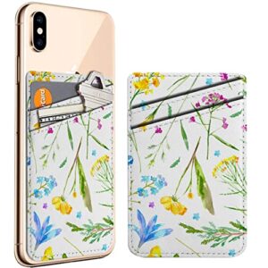 diascia pack of 2 - cellphone stick on leather cardholder ( floral wild flowers pattern pattern ) id credit card pouch wallet pocket sleeve