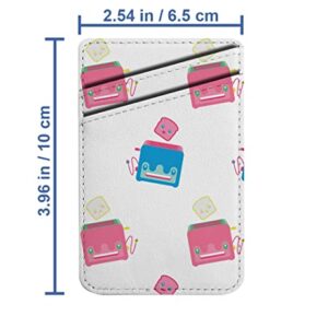 Diascia Pack of 2 - Cellphone Stick on Leather Cardholder ( Cute Toaster Sweet Cartoon Pattern Pattern ) ID Credit Card Pouch Wallet Pocket Sleeve