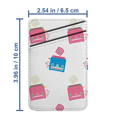 Diascia Pack of 2 - Cellphone Stick on Leather Cardholder ( Cute Toaster Sweet Cartoon Pattern Pattern ) ID Credit Card Pouch Wallet Pocket Sleeve