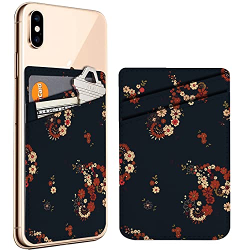 Diascia Pack of 2 - Cellphone Stick on Leather Cardholder ( Pretty Boho Floral Paisley Pattern Pattern ) ID Credit Card Pouch Wallet Pocket Sleeve