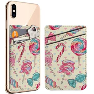 diascia pack of 2 - cellphone stick on leather cardholder ( yummy colorful sweet lollipop candy pattern pattern ) id credit card pouch wallet pocket sleeve