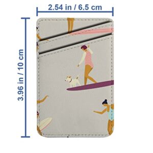 Diascia Pack of 2 - Cellphone Stick on Leather Cardholder ( Girl Surfers Bikini Pattern Pattern ) ID Credit Card Pouch Wallet Pocket Sleeve