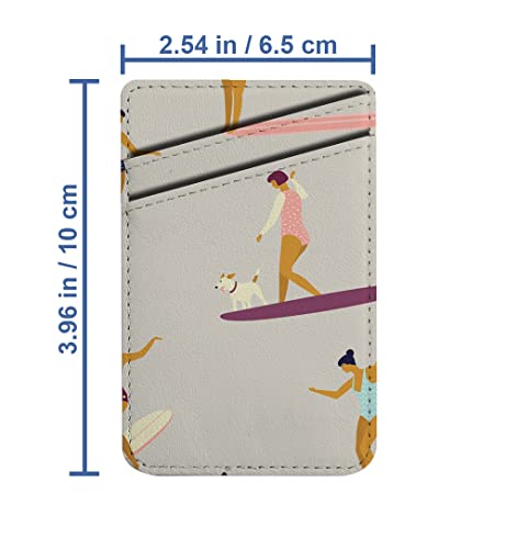 Diascia Pack of 2 - Cellphone Stick on Leather Cardholder ( Girl Surfers Bikini Pattern Pattern ) ID Credit Card Pouch Wallet Pocket Sleeve