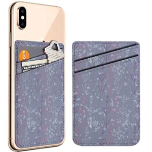 diascia pack of 2 - cellphone stick on leather cardholder ( lavender flowers pastel pattern pattern ) id credit card pouch wallet pocket sleeve