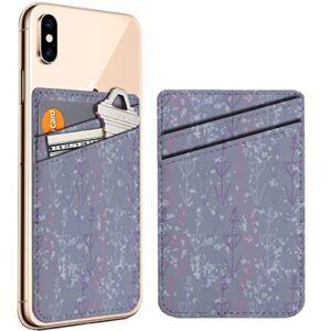 Diascia Pack of 2 - Cellphone Stick on Leather Cardholder ( Lavender Flowers Pastel Pattern Pattern ) ID Credit Card Pouch Wallet Pocket Sleeve