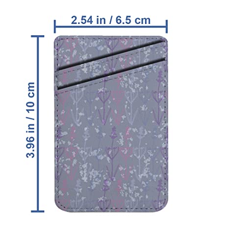 Diascia Pack of 2 - Cellphone Stick on Leather Cardholder ( Lavender Flowers Pastel Pattern Pattern ) ID Credit Card Pouch Wallet Pocket Sleeve