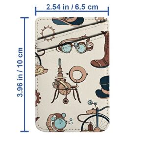 Diascia Pack of 2 - Cellphone Stick on Leather Cardholder ( Steampunk Attributes Apparel Pattern Pattern ) ID Credit Card Pouch Wallet Pocket Sleeve