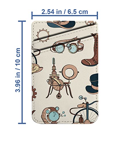 Diascia Pack of 2 - Cellphone Stick on Leather Cardholder ( Steampunk Attributes Apparel Pattern Pattern ) ID Credit Card Pouch Wallet Pocket Sleeve
