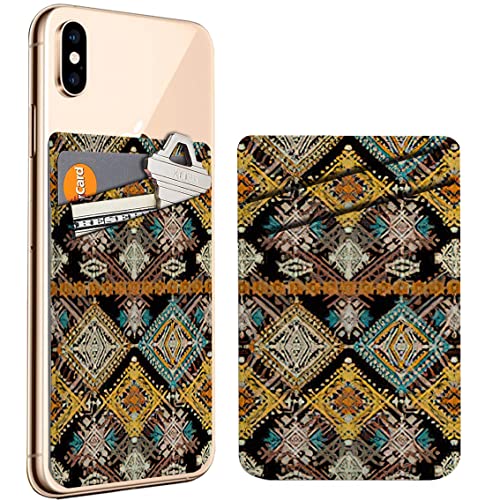 Diascia Pack of 2 - Cellphone Stick on Leather Cardholder ( Ethnic Boho Ethno Pattern Pattern ) ID Credit Card Pouch Wallet Pocket Sleeve