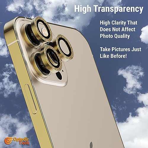 Optodir Tech iPhone 13 Pro Max Camera Lens Protector - Glitter - Gold Color