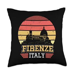 florence italy souvenirs & gifts for travelers florence italy retro vintage sunset skyline firenze throw pillow, 18x18, multicolor
