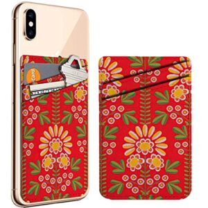 diascia pack of 2 - cellphone stick on leather cardholder ( embroidery floral decorative pattern pattern ) id credit card pouch wallet pocket sleeve