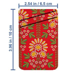 Diascia Pack of 2 - Cellphone Stick on Leather Cardholder ( Embroidery Floral Decorative Pattern Pattern ) ID Credit Card Pouch Wallet Pocket Sleeve