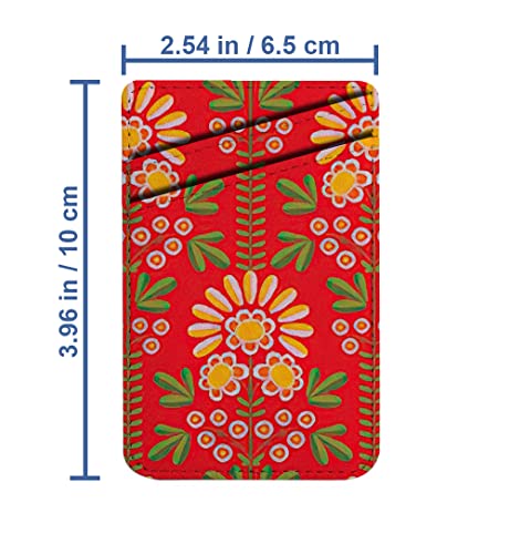 Diascia Pack of 2 - Cellphone Stick on Leather Cardholder ( Embroidery Floral Decorative Pattern Pattern ) ID Credit Card Pouch Wallet Pocket Sleeve