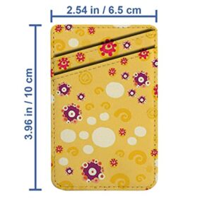 Diascia Pack of 2 - Cellphone Stick on Leather Cardholder ( Textile Print Sunny Yellow Color Pattern Pattern ) ID Credit Card Pouch Wallet Pocket Sleeve