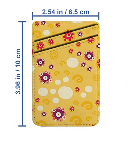 Diascia Pack of 2 - Cellphone Stick on Leather Cardholder ( Textile Print Sunny Yellow Color Pattern Pattern ) ID Credit Card Pouch Wallet Pocket Sleeve