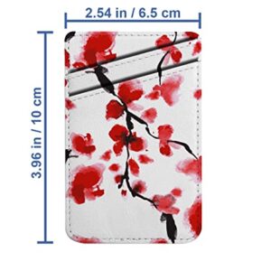 Diascia Pack of 2 - Cellphone Stick on Leather Cardholder ( Cherry Blossom Japanese Floral Pattern Pattern ) ID Credit Card Pouch Wallet Pocket Sleeve
