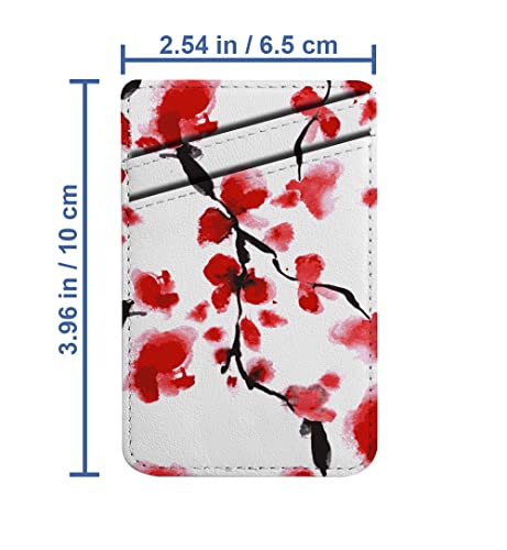 Diascia Pack of 2 - Cellphone Stick on Leather Cardholder ( Cherry Blossom Japanese Floral Pattern Pattern ) ID Credit Card Pouch Wallet Pocket Sleeve