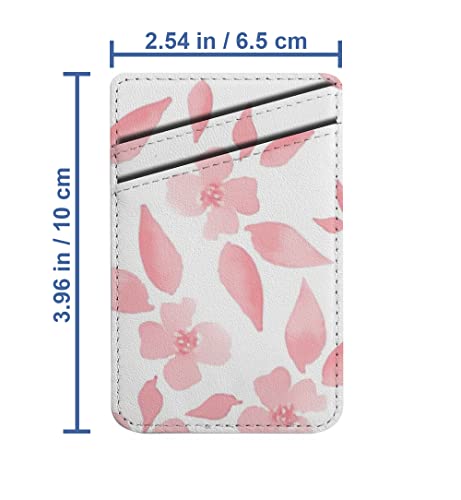 Diascia Pack of 2 - Cellphone Stick on Leather Cardholder ( Cherry Blossom Watercolor Floral Pattern Pattern ) ID Credit Card Pouch Wallet Pocket Sleeve