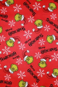 how the grinch stole christmas fabric merry grinchmas fabric red with white snowflakes sold by the fat quarter (18" x 22") new btfq
