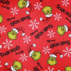 How The Grinch Stole Christmas Fabric Merry Grinchmas Fabric Red with White Snowflakes Sold by The Fat Quarter (18" X 22") New BTFQ