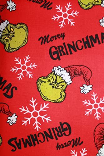 How The Grinch Stole Christmas Fabric Merry Grinchmas Fabric Red with White Snowflakes Sold by The Fat Quarter (18" X 22") New BTFQ