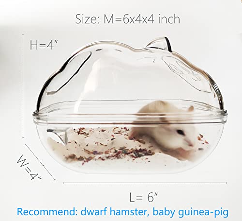 SpringSmart Hamster Bathroom with Scoop Set, Transparent Sand Bathtub with Large Space for Small Animals, Dwarf Hamster Toilet (M(6X4X4 inch))