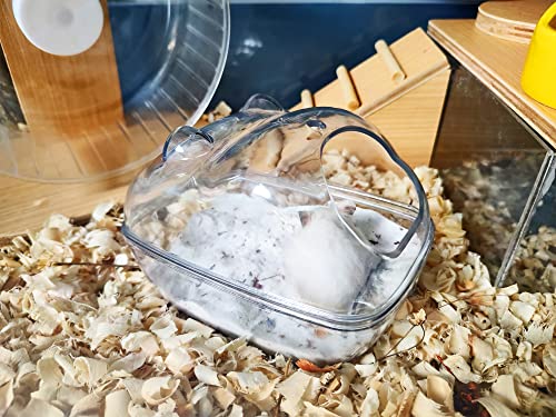 SpringSmart Hamster Bathroom with Scoop Set, Transparent Sand Bathtub with Large Space for Small Animals, Dwarf Hamster Toilet (M(6X4X4 inch))