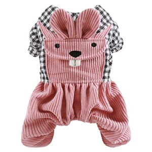 Streetwear Sweatshirt Dog Cat Pet Four Legged Overalls Autumn Winter Clothes Plaid Rabbit Teeth Warm Clothes Pet Clothes Rack Hanger (Black, S)