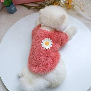 Pet Sweatshirt Doggie Hooded Style Plush Flowers Sweater for Round Dog Daisy Sweaters Girl Dogs Neck Small Pet Clothes Puppies Clothes for Girls (Pink, XS)