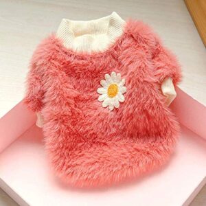 Pet Sweatshirt Doggie Hooded Style Plush Flowers Sweater for Round Dog Daisy Sweaters Girl Dogs Neck Small Pet Clothes Puppies Clothes for Girls (Pink, XS)