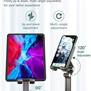 KOPTOR Cell Phone/Tablet Stand, Premiun Luxury Foldable, Portable, Angle/Height Adjustable Desk Phone Dock Holder for iPhone iPad, Samsung, Google Pixel 3.5-7.0-Inch (Silver Onyx)