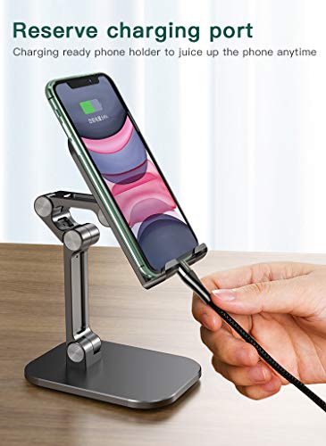 KOPTOR Cell Phone/Tablet Stand, Premiun Luxury Foldable, Portable, Angle/Height Adjustable Desk Phone Dock Holder for iPhone iPad, Samsung, Google Pixel 3.5-7.0-Inch (Silver Onyx)