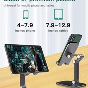 KOPTOR Cell Phone/Tablet Stand, Premiun Luxury Foldable, Portable, Angle/Height Adjustable Desk Phone Dock Holder for iPhone iPad, Samsung, Google Pixel 3.5-7.0-Inch (Silver Onyx)