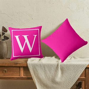 Personalized Throw Pillow Cover Covers 16 x 16 Pillow Case Customize Monogram on Hot Pink Throw Pillow Case Cushion Covers for Couch, Sofa and Chair
