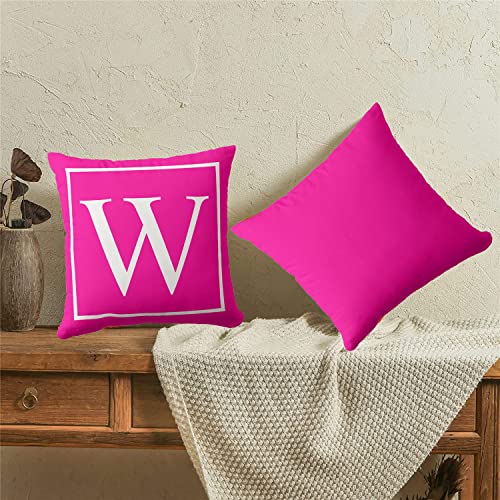 Personalized Throw Pillow Cover Covers 16 x 16 Pillow Case Customize Monogram on Hot Pink Throw Pillow Case Cushion Covers for Couch, Sofa and Chair