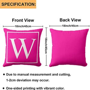 Personalized Throw Pillow Cover Covers 16 x 16 Pillow Case Customize Monogram on Hot Pink Throw Pillow Case Cushion Covers for Couch, Sofa and Chair