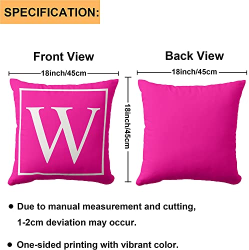 Personalized Throw Pillow Cover Covers 16 x 16 Pillow Case Customize Monogram on Hot Pink Throw Pillow Case Cushion Covers for Couch, Sofa and Chair