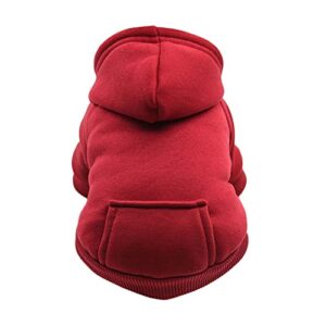 hooded sweatshirt for dogs cat girl fall dog - fleece sweater winter dogs warm boy medium for small hoodie puppy with pocket clothes pet clothes dog sweatshirts for small dogs set (red, l)