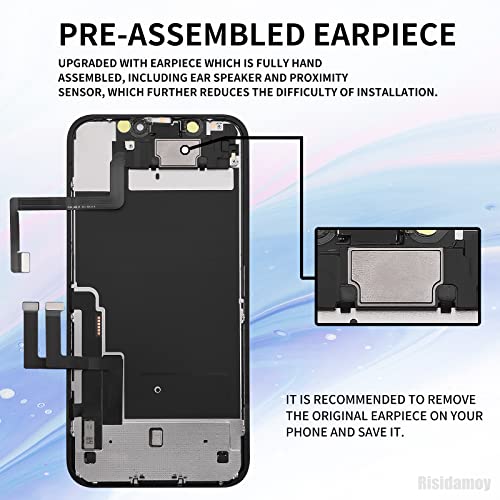 for iPhone 11 Screen Replacement 6.1” with Ear Speaker and Sensor Kit Full Assembly, 3D Touch LCD Display Digitizer Fix Tools with Magnetic Screw Mat Front Earpiece Repair HD Glass A2111, A2223, A2221