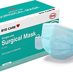 BYD CARE Single Use Disposable 3-Ply Mask, ASTM Level 3, Daily protection for Home, Office, School, Restaurants, Gyms, Outdoor and Indoor, 2 Boxes of 50 PCs each (100 masks total)