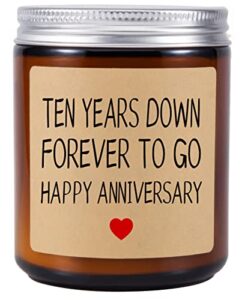 scented candle - 10 years anniversary candle gift for couple, happy 10th anniversary present for him, her, husband, wife, wedding