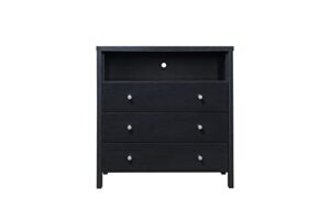 hodedah 3-drawer 1-open shelf dresser, black