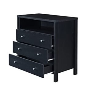 Hodedah 3-Drawer 1-Open Shelf Dresser, Black