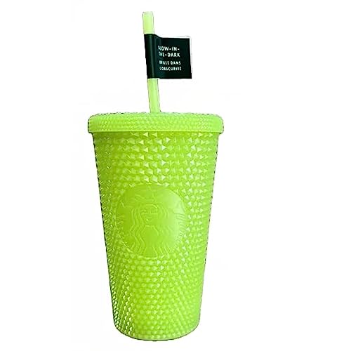 Starbucks 16 oz Studded Tumbler Double Wall Glow in the Dark Black Light UV Slime Green Cold Cup 2022