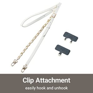 ELECOM Cell Phone Lanyard Chain Type with Strap Connected Sheet, Length Adjustable, Compatible with iPhone and Android, White P-STSDH2CHWH