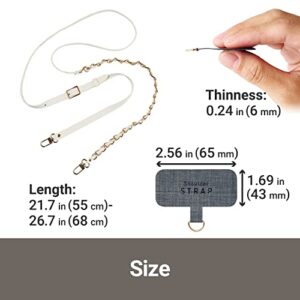 ELECOM Cell Phone Lanyard Chain Type with Strap Connected Sheet, Length Adjustable, Compatible with iPhone and Android, White P-STSDH2CHWH