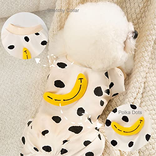 Patas Lague 2 Pack Dog Cat Pajamas Sweater, Cute and Sweet Design Pet Clothes for Small Medium Dogs Puppies and Cats (White and Yellow)